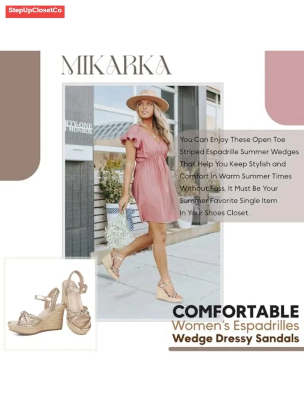 Womens Wedge Sandals Espadrille Platform Heels with Arch Support Ankle Strap